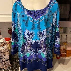 H womens Anthony stretch 3/4 sleeve plus size top 1X. Made in USA